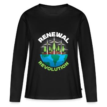 Environnementaliste Énergie renouvelable - T-shirt manches longues Premium bio Femme - noir - Devant - Julia (174cm)