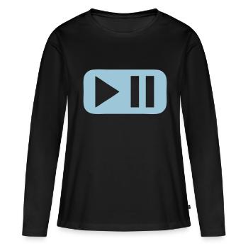 pause play button - Women's Premium Organic Long Sleeve Shirt - black - Front - Julia (174cm)
