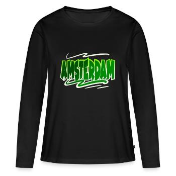 Amsterdam - T-shirt manches longues Premium bio Femme - noir - Devant - Julia (174cm)