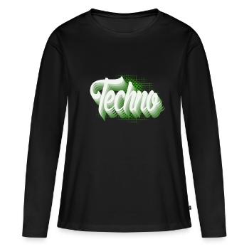 Techno - T-shirt manches longues Premium bio Femme - noir - Devant - Julia (174cm)