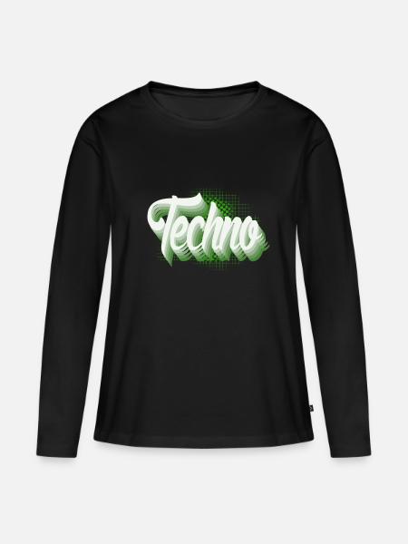 Techno - Frauen Premium Bio Langarmshirt - Schwarz