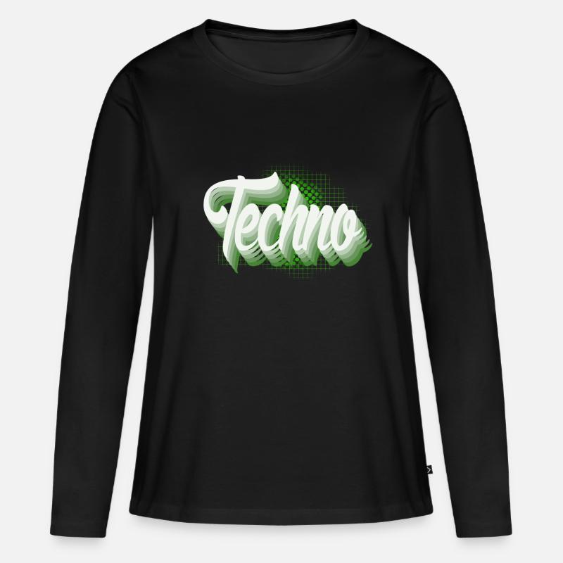Techno - Frauen Premium Bio Langarmshirt - Schwarz