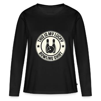 Bowling - T-shirt manches longues Premium bio Femme - noir - Devant - Julia (174cm)