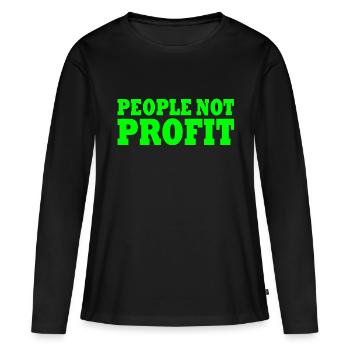 People not profit - T-shirt manches longues Premium bio Femme - noir - Devant - Julia (174cm)