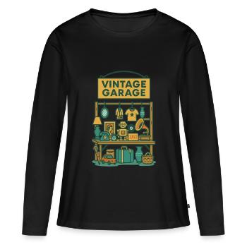 Antiquités Vintage Garage Antiquités - T-shirt manches longues Premium bio Femme - noir - Devant - Julia (174cm)