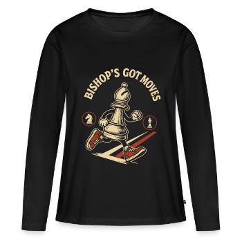 Bishop's Got Moves Chess Player Humor - Women's Premium Organic Long Sleeve Shirt - black - Front - Julia (174cm)