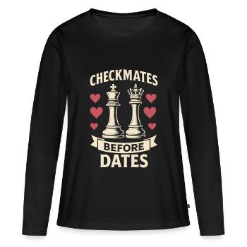 Joueur d’échecs échec et mat avant les dates - T-shirt manches longues Premium bio Femme - noir - Devant - Julia (174cm)