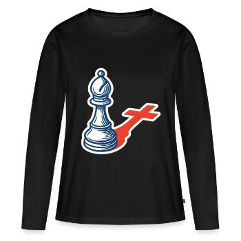 joueur d’échecs drôle évêque ombre design - T-shirt manches longues Premium bio Femme - noir - Devant - Julia (174cm)