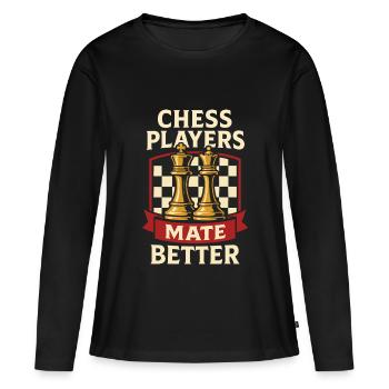 Joueur d’échecs échec et mat Meilleur humour échec et mat - T-shirt manches longues Premium bio Femme - noir - Devant - Julia (174cm)