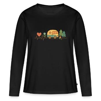 Funny Camper Heartbeat Camping Van Design - Women's Premium Organic Long Sleeve Shirt - black - Front - Julia (174cm)