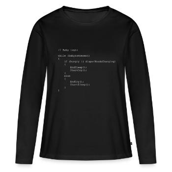 Idée cadeau programmeur logique bébé - T-shirt manches longues Premium bio Femme - noir - Devant - Julia (174cm)