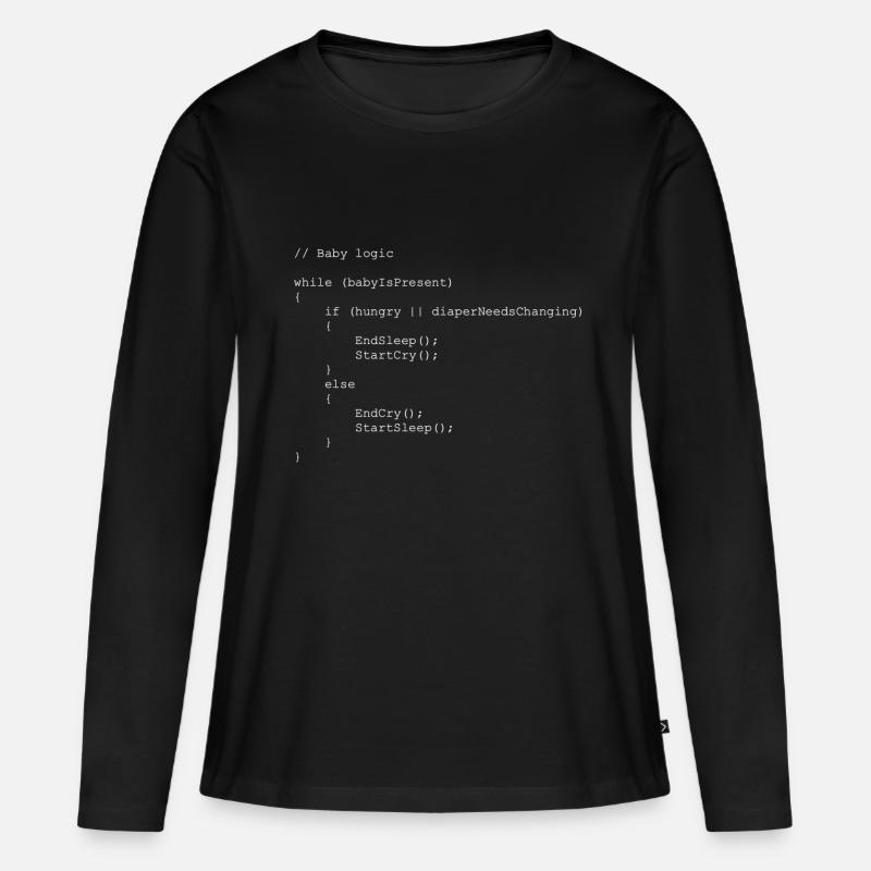 Baby logic Programmierer Geschenkidee - Frauen Premium Bio Langarmshirt - Schwarz