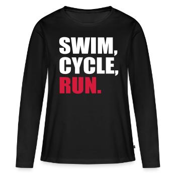 Triathlon - T-shirt manches longues Premium bio Femme - noir - Devant - Julia (174cm)