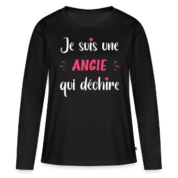 Je suis une ANGIE qui déchire - T-shirt manches longues Premium bio Femme - noir - Devant - Julia (174cm)