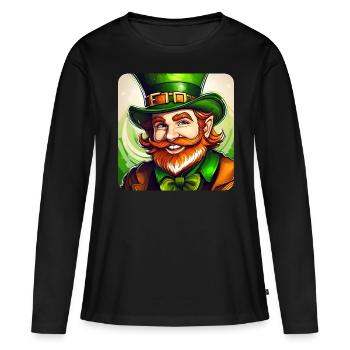 Saint Patricks Day Irish Kobold Leprechaun Wichtel - Frauen Premium Bio Langarmshirt - Schwarz - Vorne - Julia (174cm)