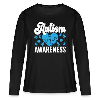 Sensibilisation à l’autisme - T-shirt manches longues Premium bio Femme - noir - Devant - Julia (174cm)