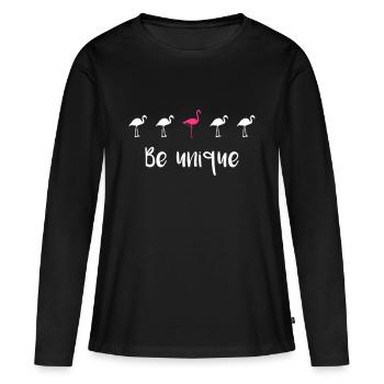 Soyez unique! - T-shirt manches longues Premium bio Femme - noir - Devant - Julia (174cm)