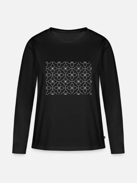 Blumen Muster - Frauen Premium Bio Langarmshirt - Schwarz