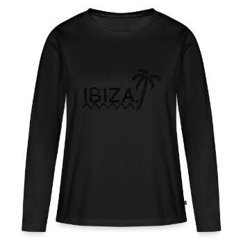 Ibiza - Frauen Premium Bio Langarmshirt - Schwarz - Vorne - Julia (174cm)