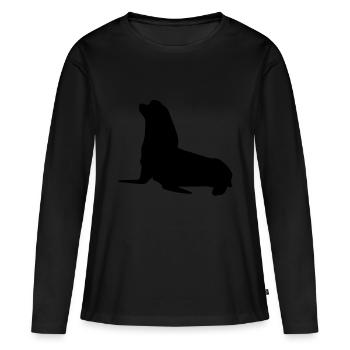 robbe animal - T-shirt manches longues Premium bio Femme - noir - Devant - Julia (174cm)