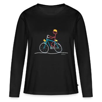 Conducteur de vélo Stick Figure Sports Trafic de vélo - T-shirt manches longues Premium bio Femme - noir - Devant - Julia (174cm)