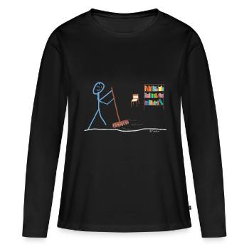 Ménage Strichmännchen Besen Femme au foyer Hausmann - T-shirt manches longues Premium bio Femme - noir - Devant - Julia (174cm)