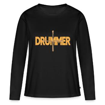 Drummer Drumsticks Drums - Women's Premium Organic Long Sleeve Shirt - black - Front - Julia (174cm)
