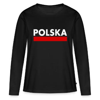 Pologne - T-shirt manches longues Premium bio Femme - noir - Devant - Julia (174cm)