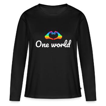 un monde - T-shirt manches longues Premium bio Femme - noir - Devant - Julia (174cm)
