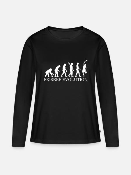 Frisbee Evolution - Frauen Premium Bio Langarmshirt - Schwarz