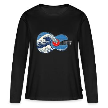 Guitare Big Wave par Kanagawa Guitar Player - T-shirt manches longues Premium bio Femme - noir - Devant - Julia (174cm)
