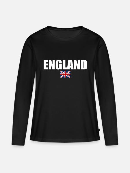 England - Frauen Premium Bio Langarmshirt - Schwarz