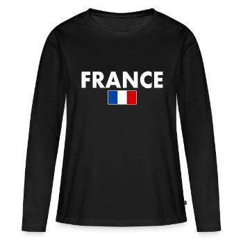 Frankreich - Frauen Premium Bio Langarmshirt - Schwarz - Vorne - Julia (174cm)