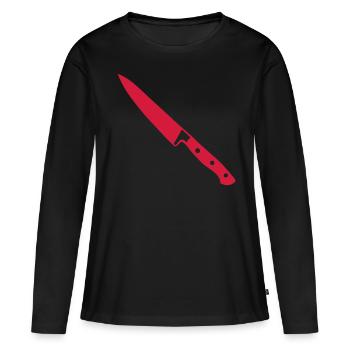 Messer - Frauen Premium Bio Langarmshirt - Schwarz - Vorne - Julia (174cm)