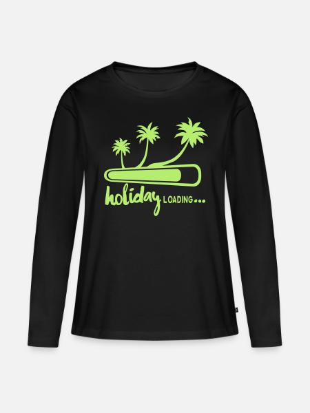 vakantie loading quote palmboom vakantie 5 - Vrouwen Premium Bio shirt met lange mouwen - zwart