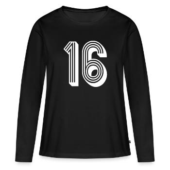 16 ans numéro maillot 16 T-shirt 16 - T-shirt manches longues Premium bio Femme - noir - Devant - Julia (174cm)