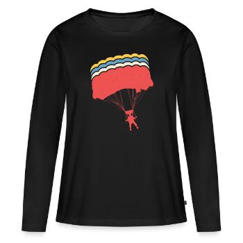 Parachutisme rétro parachutisme parachutisme skydiver - T-shirt manches longues Premium bio Femme - noir - Devant - Julia (174cm)