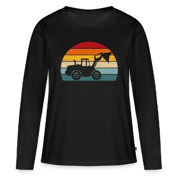 Chargeuse sur pneus rétro chargeuse sur pneus driver - T-shirt manches longues Premium bio Femme - noir - Devant - Julia (174cm)