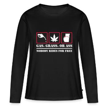 Personne ne circule gratuitement - T-shirt manches longues Premium bio Femme - noir - Devant - Julia (174cm)