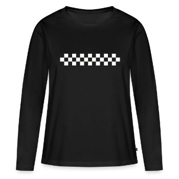 Drapeau à damier - T-shirt manches longues Premium bio Femme - noir - Devant - Julia (174cm)