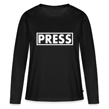 Press - T-shirt manches longues Premium bio Femme - noir - Devant - Julia (174cm)