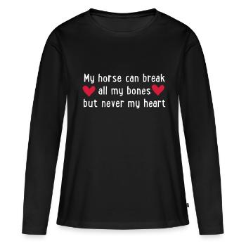 équitation - T-shirt manches longues Premium bio Femme - noir - Devant - Julia (174cm)