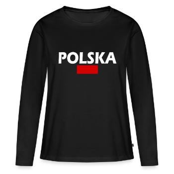 Pologne - T-shirt manches longues Premium bio Femme - noir - Devant - Julia (174cm)