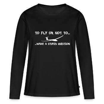 Frage Pilot Segelflieger gleiten Segelflugzeug - Frauen Premium Bio Langarmshirt - Schwarz - Vorne - Julia (174cm)