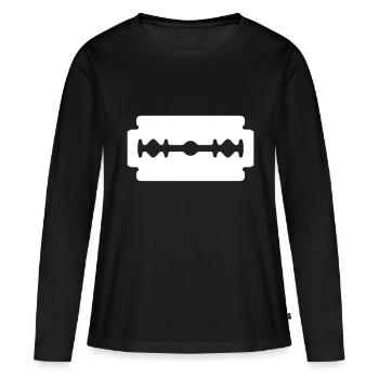 razor blade - Women's Premium Organic Long Sleeve Shirt - black - Front - Julia (174cm)