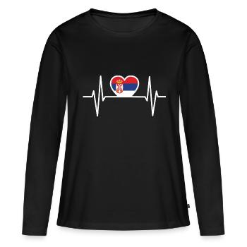 Serbie Serbes Serbe serbe ligne ECG - T-shirt manches longues Premium bio Femme - noir - Devant - Julia (174cm)