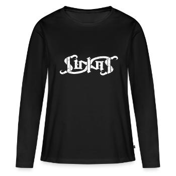 LUKAS Nom Jour Ambigram - T-shirt manches longues Premium bio Femme - noir - Devant - Julia (174cm)