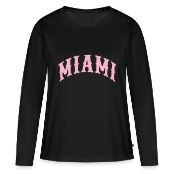 Miami - T-shirt manches longues Premium bio Femme - noir - Devant - Julia (174cm)