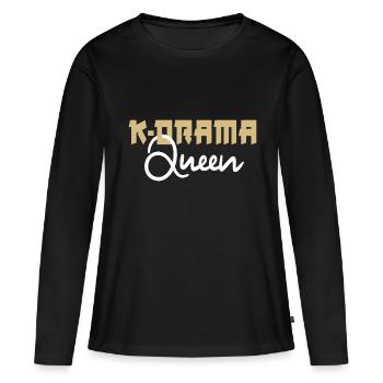 K-Drama Queen Kdrama Girl - T-shirt manches longues Premium bio Femme - noir - Devant - Julia (174cm)