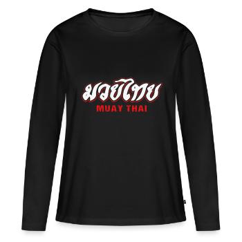 Boxe thai - T-shirt manches longues Premium bio Femme - noir - Devant - Julia (174cm)